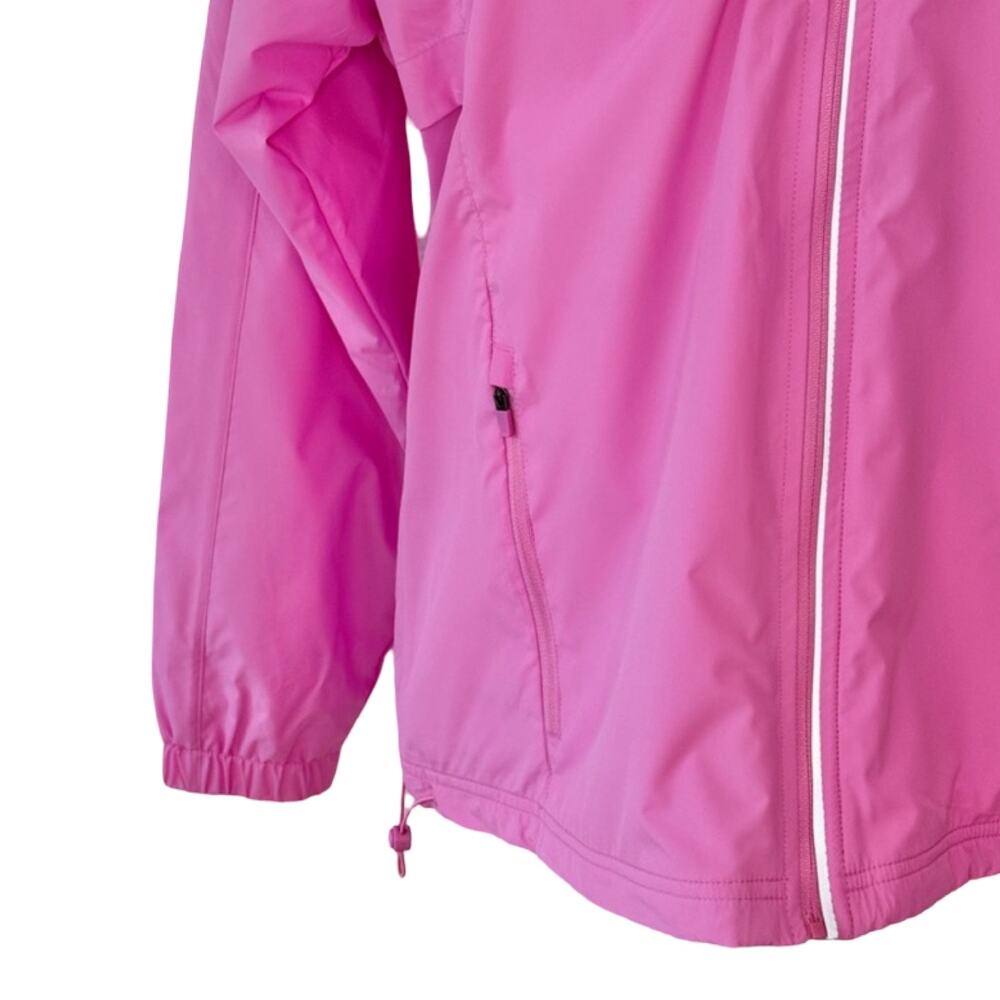 ASICS Pink Hooded Mesh Zip Pockets Windbreaker Reflective Jacket sz L NEW No Tag - Picture 7 of 12